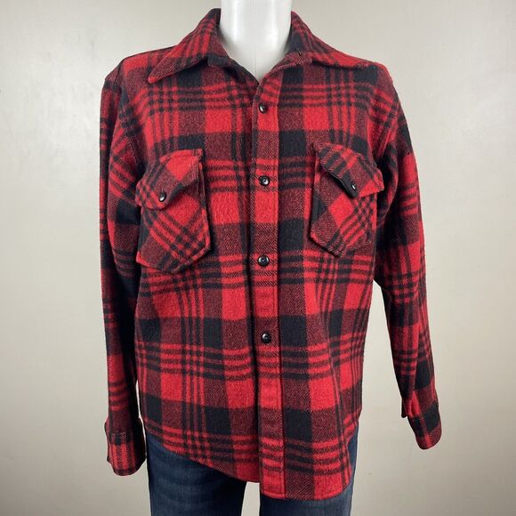 Vintage CHIPPEWA SMALL BUFFALO PLAID HUNTING WOOL BUTTON FRONT WINTER SHIRT - Picture 1 of 10